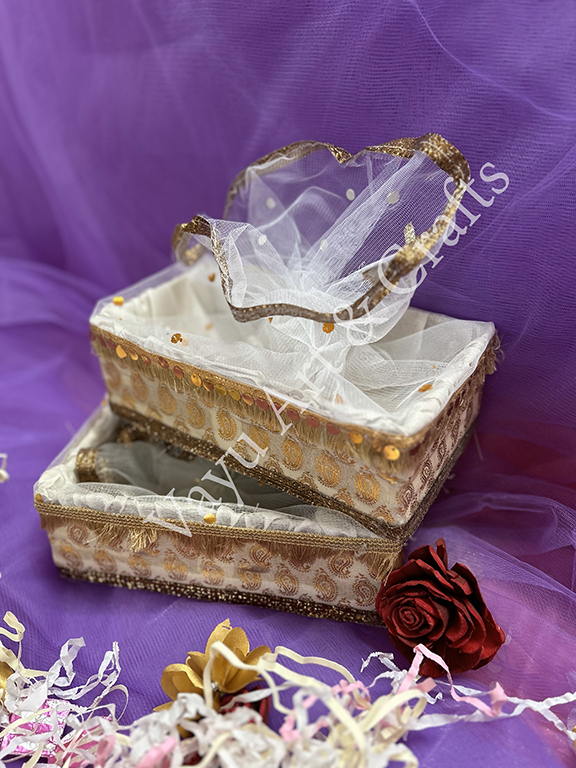 Beige Net Hamper Basket” 5*9*3 Inches